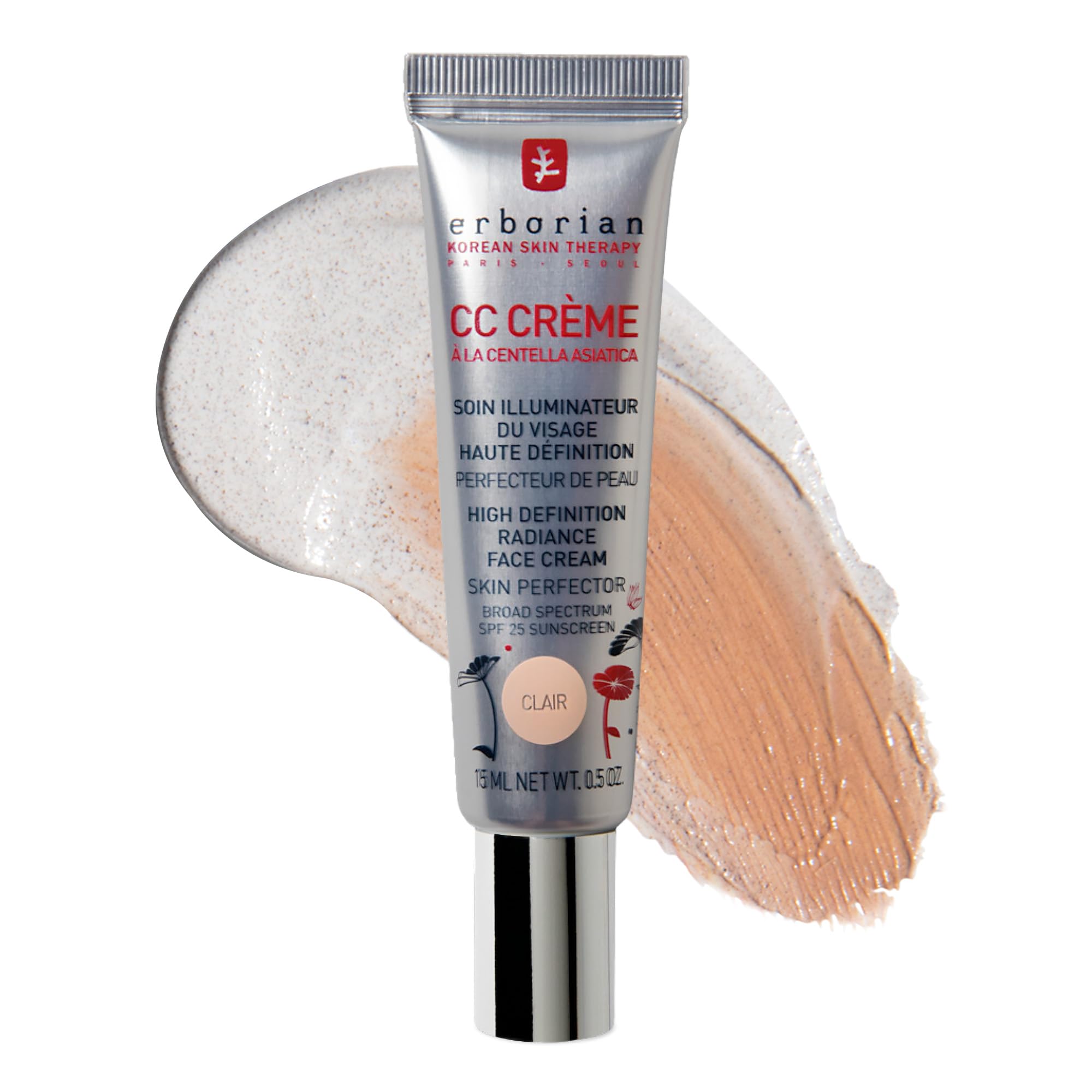 Erborian Color Correcting CC Cream with Centella Asiatica, Fair (Clair) - Light Multi-Purpose Facial Concealer with Illuminating Finish Soothes & Hydrates