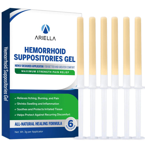 Ariella Hemorrhoid Treatment Suppository Gel: Natural & Herbal - Relieve Itching Burning Discomfort - Internal Relief - New Rounded Applicator - Nighttime Use (Pack of 6) AriellaBuy Supplements Australia