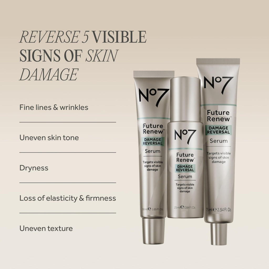 No7 Future Renew Damage Reversal Anti Aging Serum for Face - Face Serum for Women with Peptides to Support Skin Repair - Helps Reduce Fine Lines, Wrinkles,