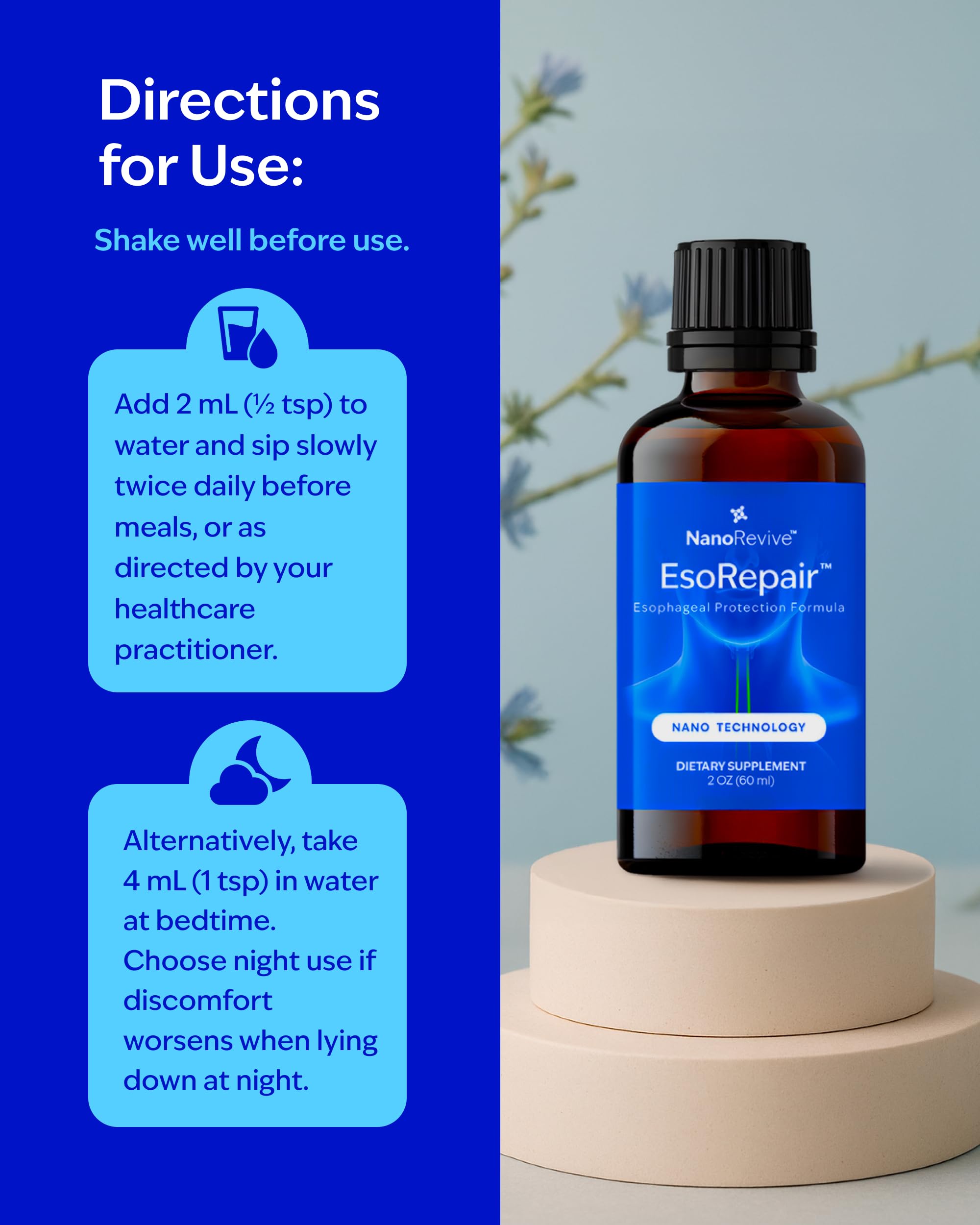 EsoRepair Nano Esophageal & Stomach Health Supplements for Men & Women - Digestive Comfort - Slippery Elm Bark, Zinc L-Carnosine & Aloe Vera Extract - Non-GMO & Dairy Free NANOREVIVEBuy Supplements Australia