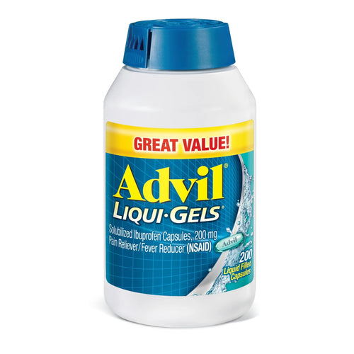Advil Liqui-Gels Pain Reliever and Fever Reducer, Pain Medicine for Adults with Ibuprofen 200mg for Headache, Backache, Menstrual Pain and Joint Pain Relief - 200 Liquid Filled Capsules AdvilBuy Supplements Australia