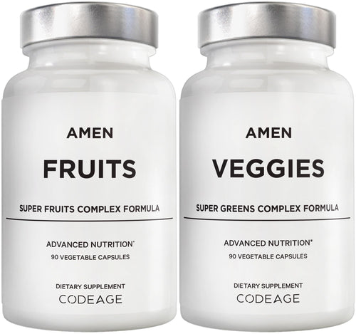 Amen Fruits + Veggies Vitamins Bundle, Raw Whole Food Multivitamin Capsules, Greens Vegetables, Red Fruits & Berries Vegan Blend, Fibers + Phytonutrients Superfood Minerals Supplement, Non-GMO, 180 ct AmenBuy Supplements Australia