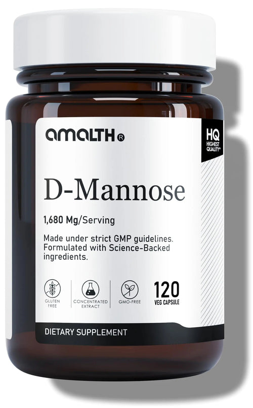 AMALTH D-Mannose Capsules 1680 mg per Serving, 120 Vegan Capsules, Pure Single Ingredient Mannose Supplement, Urinary Tract Support, UTI Wellness Support, Non GMO, Gluten Free AMALTHBuy Supplements Australia