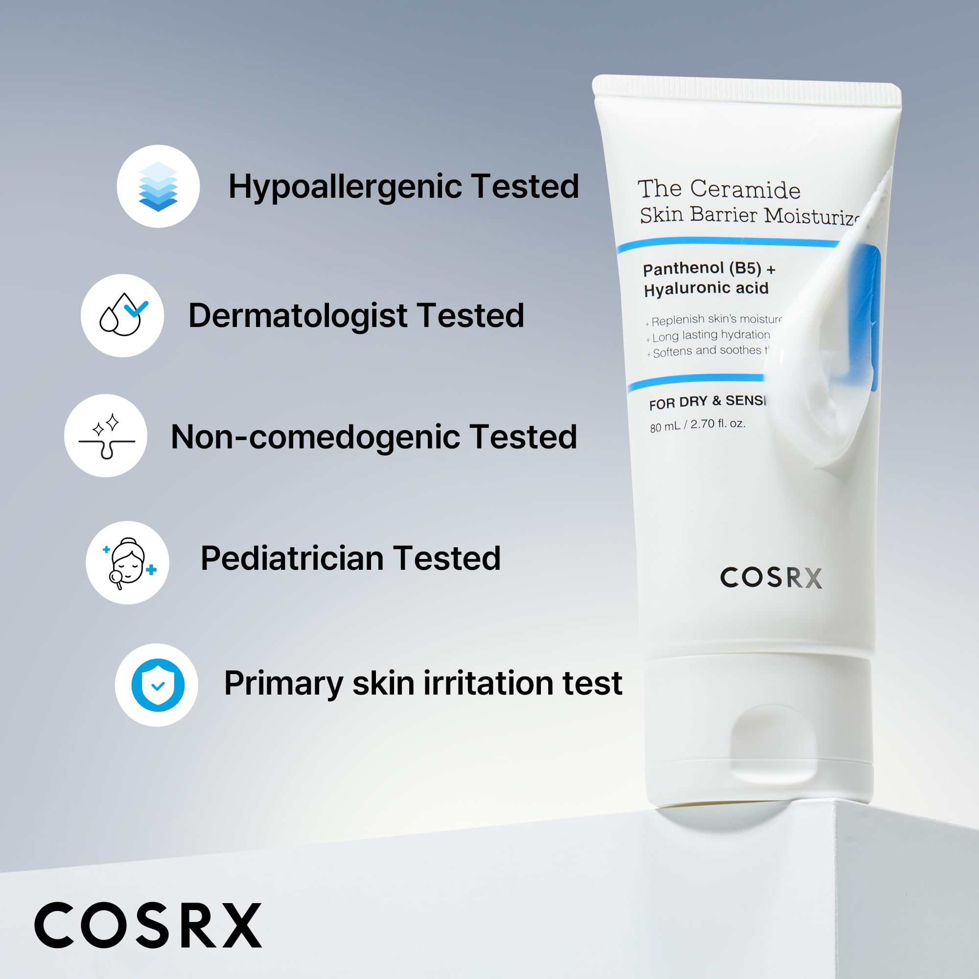 COSRX Ceramide Skin Barrier Moisturizer for Face with 7 Ceramides, Hyaluronic Acid & Panthenol for All Skin Types, 2.7 Fl. Oz, Korean Skin Care