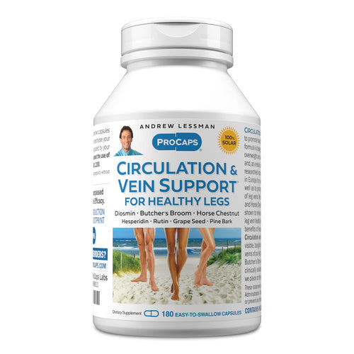 ANDREW LESSMAN Circulation, Vein Support for Healthy Legs 180 Capsules - High Bioactivity Diosmin, Butcher's Broom, Visibly Reduces Swelling and Discomfort in Feet, Ankles, Calves, Legs ANDREW LESSMANBuy Supplements Australia