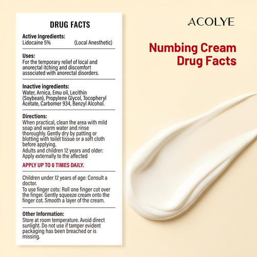 Acolye Numbing Cream Maximum Strength : 5% Lidocaine Topical Anesthetic - Extra Strength 5X Numbing with Menthol Arnica and Emu Oi (2 Fl Oz, Mint Flavor) AcolyeBuy Supplements Australia