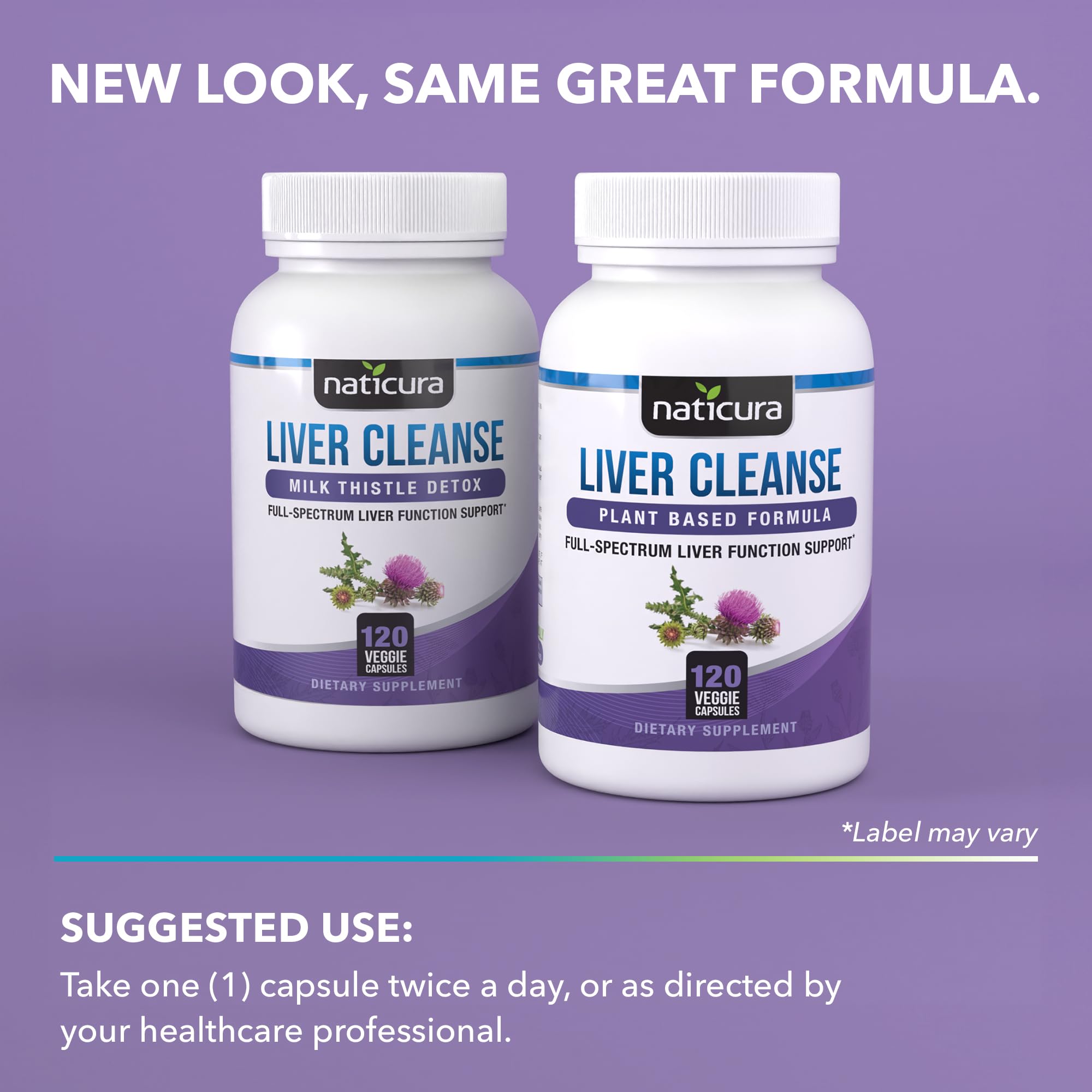 Naticura Liver Cleanse Plant-Based Formula - Vegan Full Spectrum Supplement with Milk Thistle, Vitamin C and Zinc for Liver Function and Immune Support - 120 Capsules