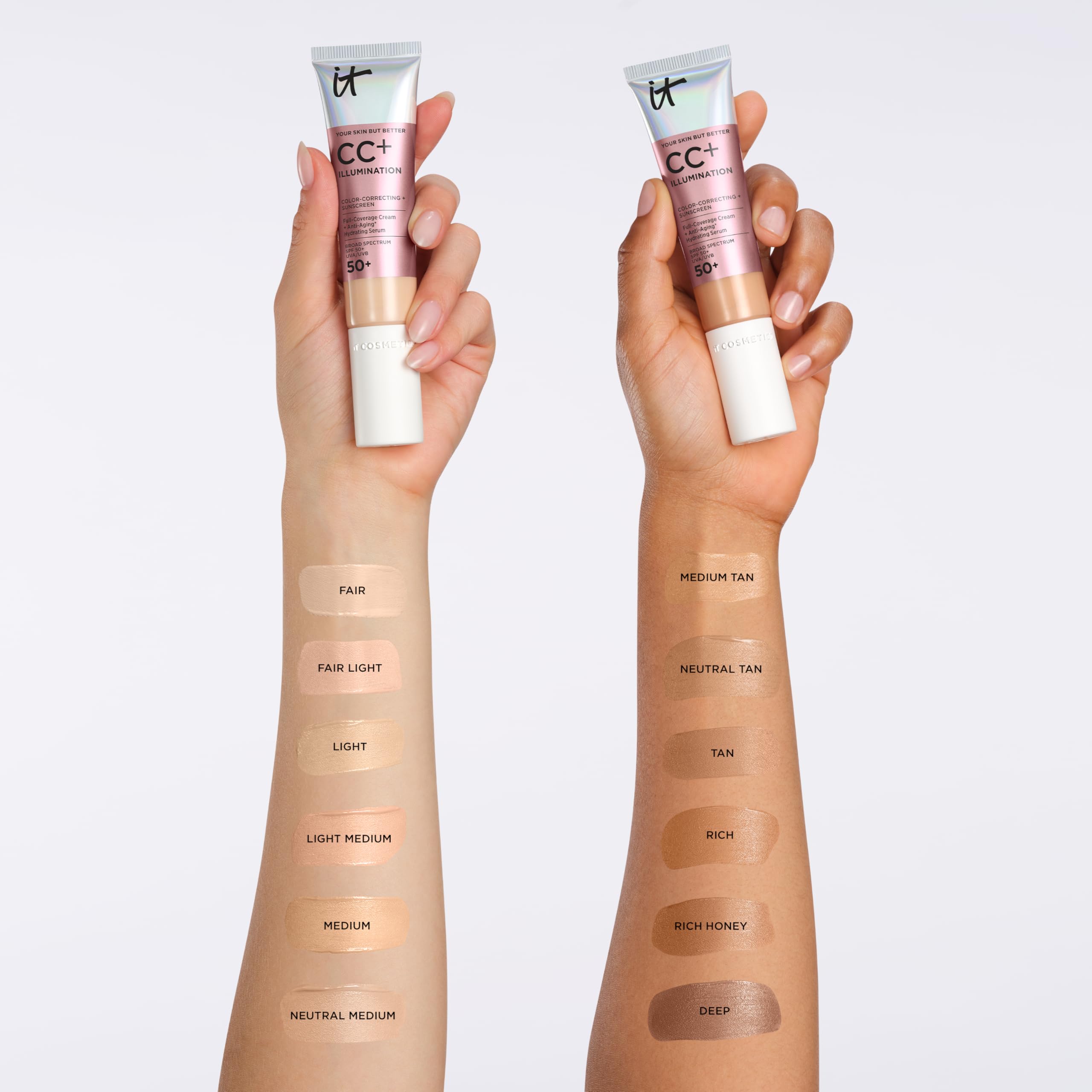 IT Cosmetics CC+ Cream Illumination (Neutral Medium) - Radiant Full Coverage Foundation With SPF 50+, Color Corrector & Hydrating Anti-Aging Serum