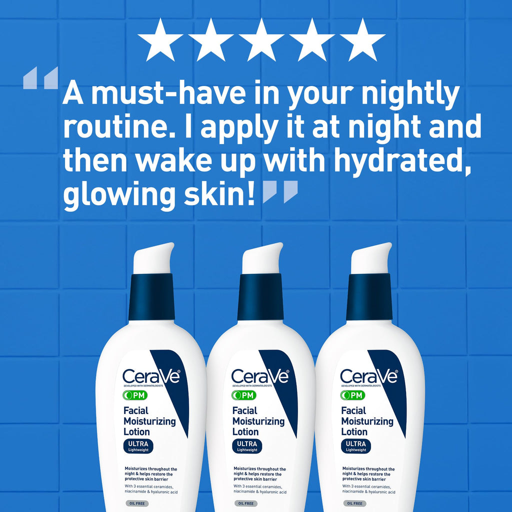 CeraVe PM Facial Moisturizing Lotion, Night Cream with Hyaluronic Acid and Niacinamide