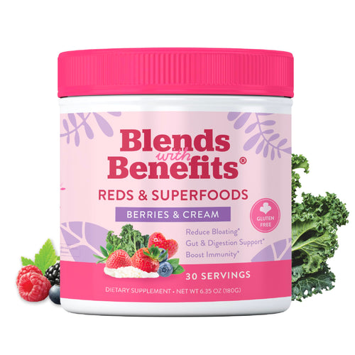 360 Nutrition Blends with Benefits Reds & Superfoods for Natural Antioxidants and Polyphenols, with Fruits & Veggies, Probiotics Digestion, Daily Energy - Berries & Cream - 30 Servings 360 NutritionBuy Supplements Australia