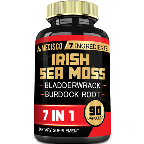 7in1 Irish Sea Moss Capsules 6750 Mg with Organic Bladderwrack & Burdock Root, Turmeric, Apple Cider Vinegar - Raw Seamos Pills for Hair, Skin, Thyroid Healths - 90 Caps for 3-Month Supply MeciscoBuy Supplements Australia