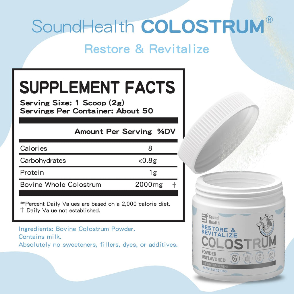 Colostrum Supplement Powder for Humans - Organic Bovine Colostrum Supplement for Gut Health, Hair Growth, Beauty,