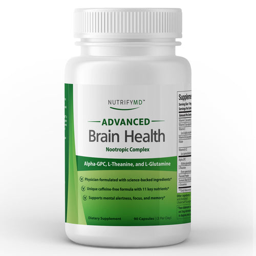 Advanced Brain Health Supplement with Alpha GPC, L-Theanine, L-Glutamine for Memory and Focus - 90 Capsules NutrifyMDBuy Supplements Australia
