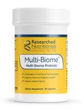 Researched Nutritionals Multi-Biome multi-source probiotic supplement on a white background