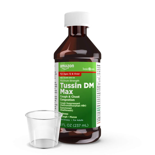 Amazon Basic Care Tussin DM MAX, Maximum Strength Cough and Chest Congestion Medicine, Non-Drowsy, Alcohol Free, Expectorant, Raspberry Menthol Flavor, 8 fl oz (Pack of 1) Amazon Basic Care buy supplements Au