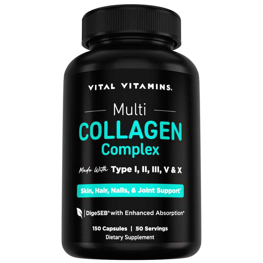Vital Vitamins Multi Collagen for Women & Men - Type I, II, III, V, X - Grass Fed, Non-GMO - 150 Capsules Vital Vitamins buy supplements Au