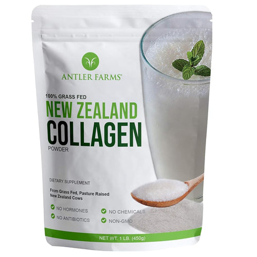 Antler Farms - 100% Pure New Zealand Collagen Powder from Grass Fed Cows, Unflavored, 1 lb - Hydrolyzed Cold Water Soluble Peptides, Keto Friendly, Bioavailable, Quick Dissolving Antler Farms buy supplements Au
