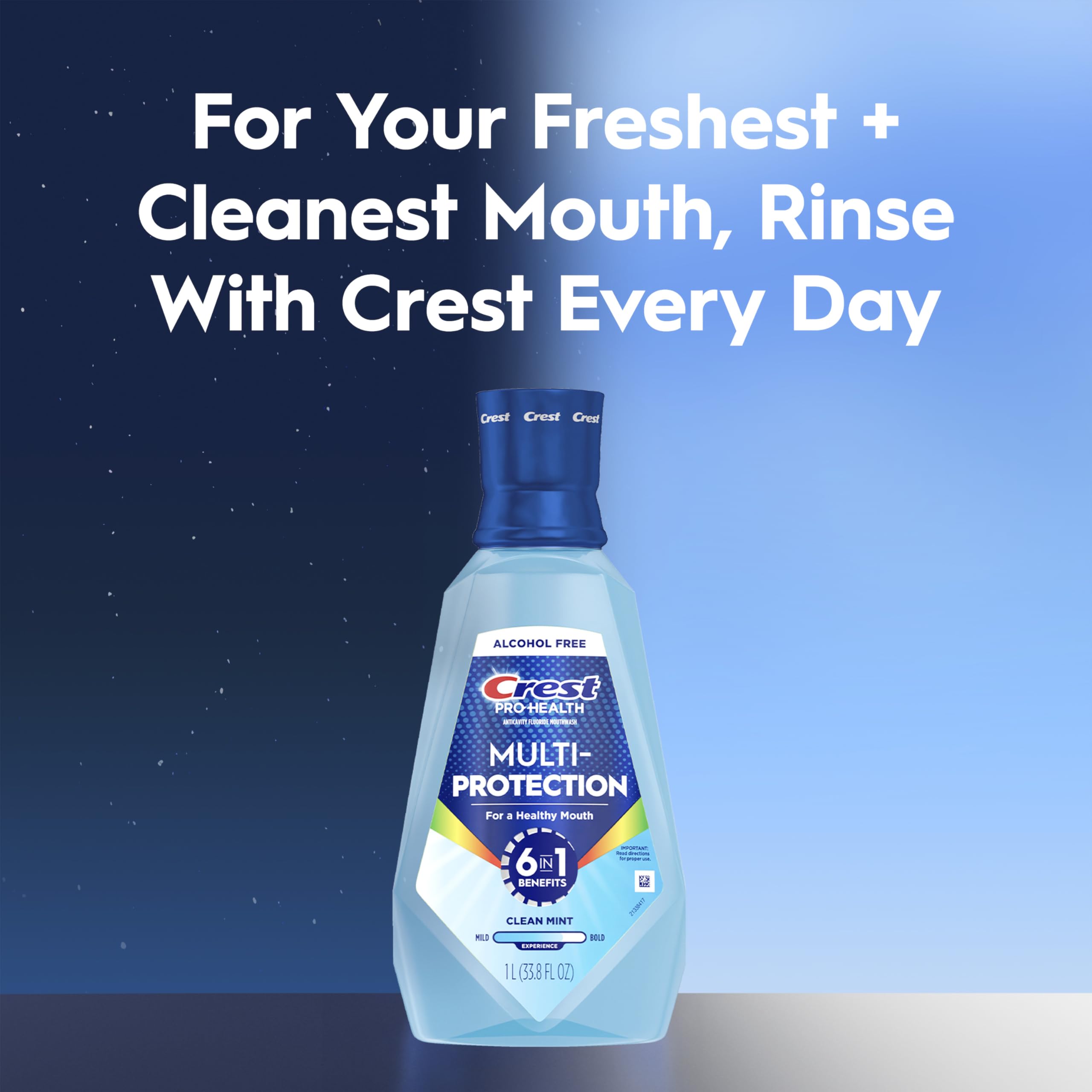 Crest Mouthwash Pro Health Multi-Protection, 1L, 2 Pack, 6-in-1 Benefits, Alcohol Free, Enamel Repair, Breath Freshener, Anti Cavity, Fluoride mouthwash, Bad Breath Treatment
