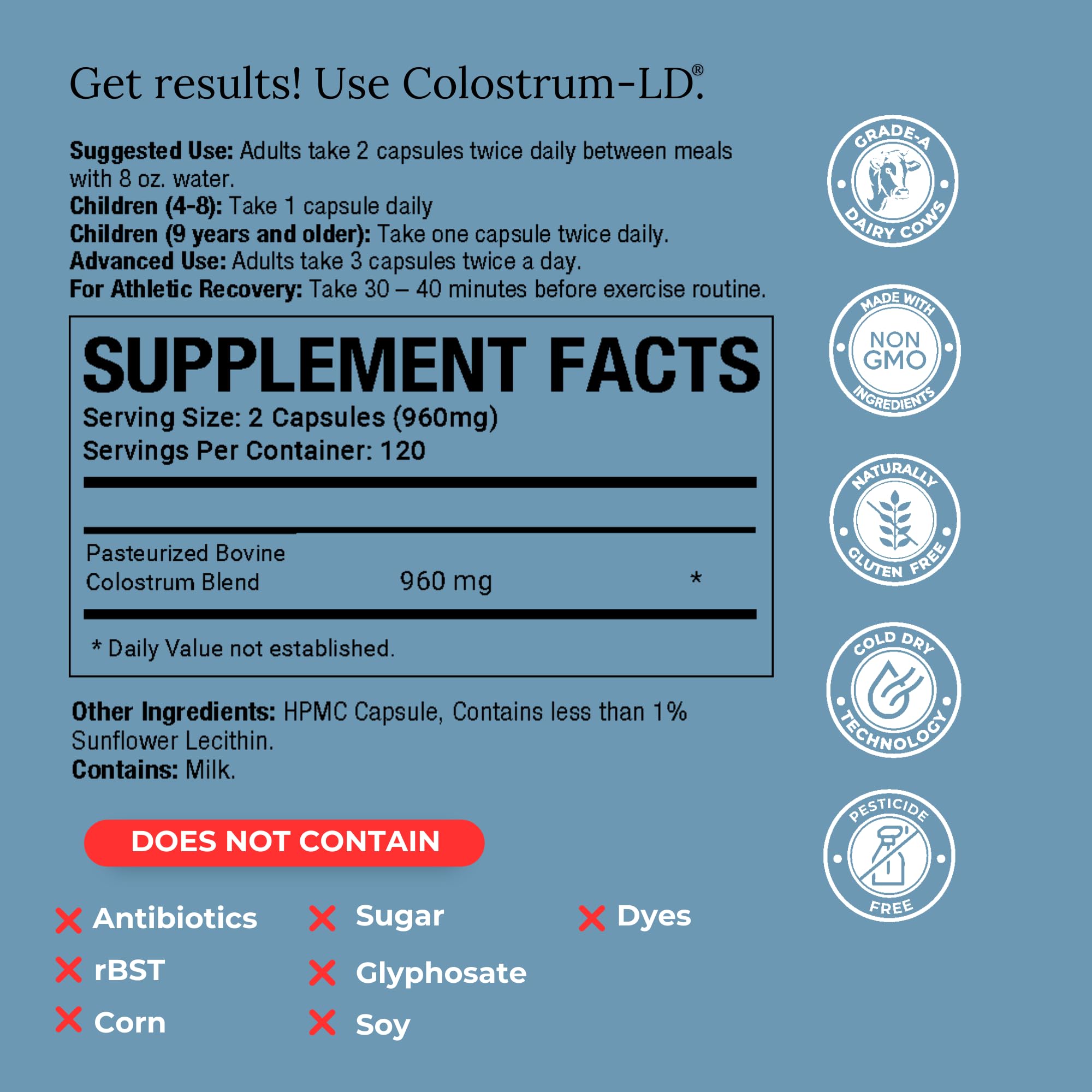 Colostrum-LD Capsules Colostrum with Liposomal Delivery - High Absorption - 240 Capsules