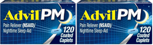Advil PM Pain Reliever and Nighttime Sleep Aid, Pain Medicine with Ibuprofen for Pain Relief and Diphenhydramine Citrate for A Sleep Aid - 120 Coated Caplets (Pack of 2) AdvilBuy Supplements Australia