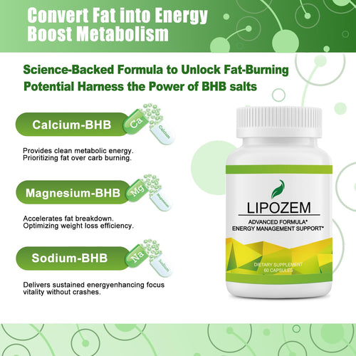 Advanced BHB Supplements, Support Natural Weight Management, Third-Party Tested, Vegan, Gluten Free, Non GMO, 60 Capsules