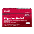 Amazon Basic Care Migraine Relief Acetaminophen, Aspirin (NSAID) and Caffeine Tablets, Pain Reliever/Pain Reliever Aid, 200 Count Amazon Basic Care buy supplements Au