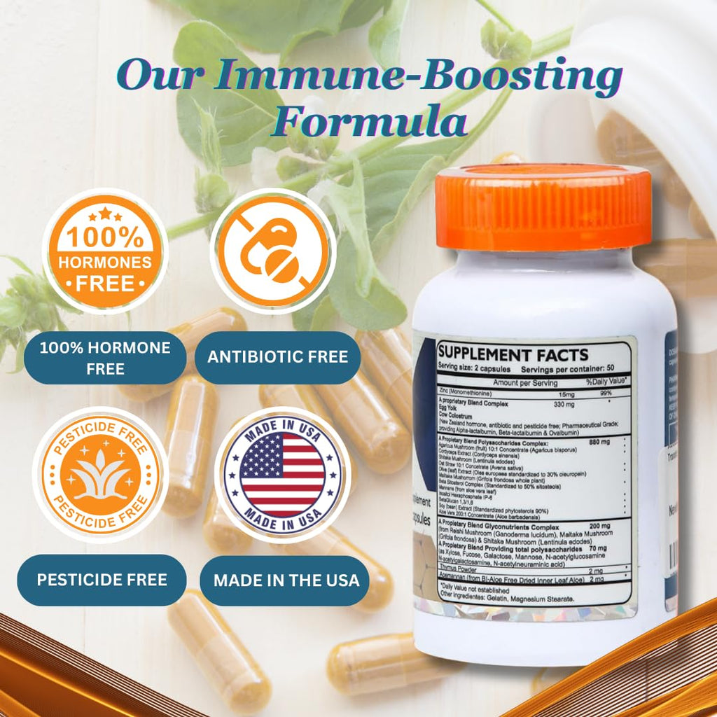 Transfer Factor Enhanced, 100 Natural Capsules, Immune Support - Transfer Factor Multi Immune from Cow Colostrum, Egg Yolk & Special Blend of Mushrooms DislafarmBuy Supplements Australia