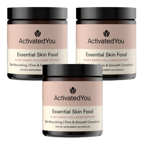 ACTIVATEDYOU Essential Skin Food, Advanced Skincare Collagen Elastin Support Supplement for Aging Skin, Helps Improve Appearance of Face Texture, Sagging w/Dermaval, Vitamin C (30 Count (Pack of 3)) ACTIVATEDYOUBuy Supplements Australia