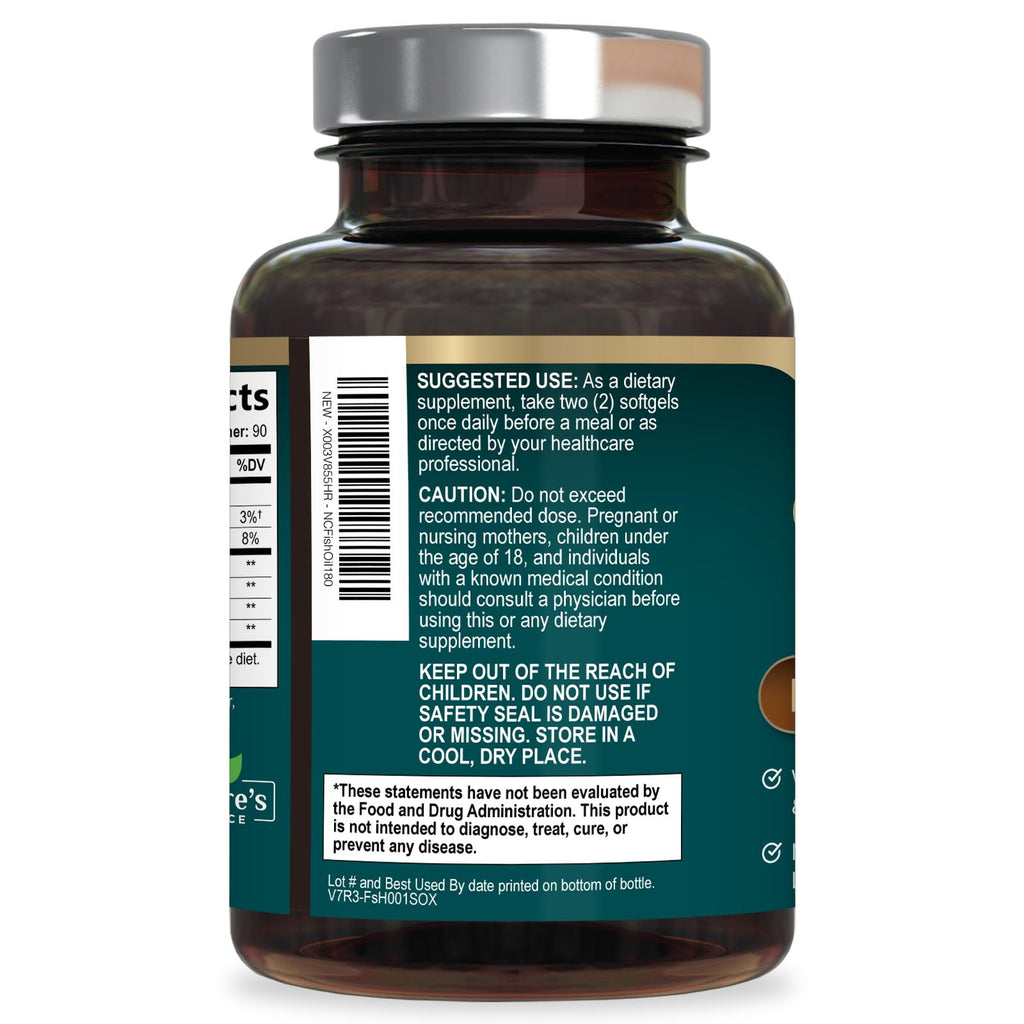 Omega 3 Fish Oil Supplements - 2400mg Fish Oil Per Serving - Triple Strength Omega-3 with Fatty Acids EPA & DHA - Natural Heart, Brain & Immune Support