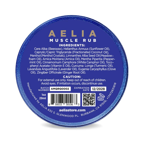 AELIA Muscle Rub - Coconut Oil, Vitamin E, Arnica, Ginger Root, Turmeric & Lavender – 1 oz AELIABuy Supplements Australia