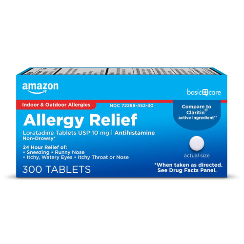 Amazon Basic Care Allergy Relief Loratadine Tablets 10 mg, 24-Hour Non-Drowsy Antihistamine for Runny Nose, Sneezing, Itchy Eyes, 300 Count (Packaging may vary) Amazon Basic Care buy supplements Au