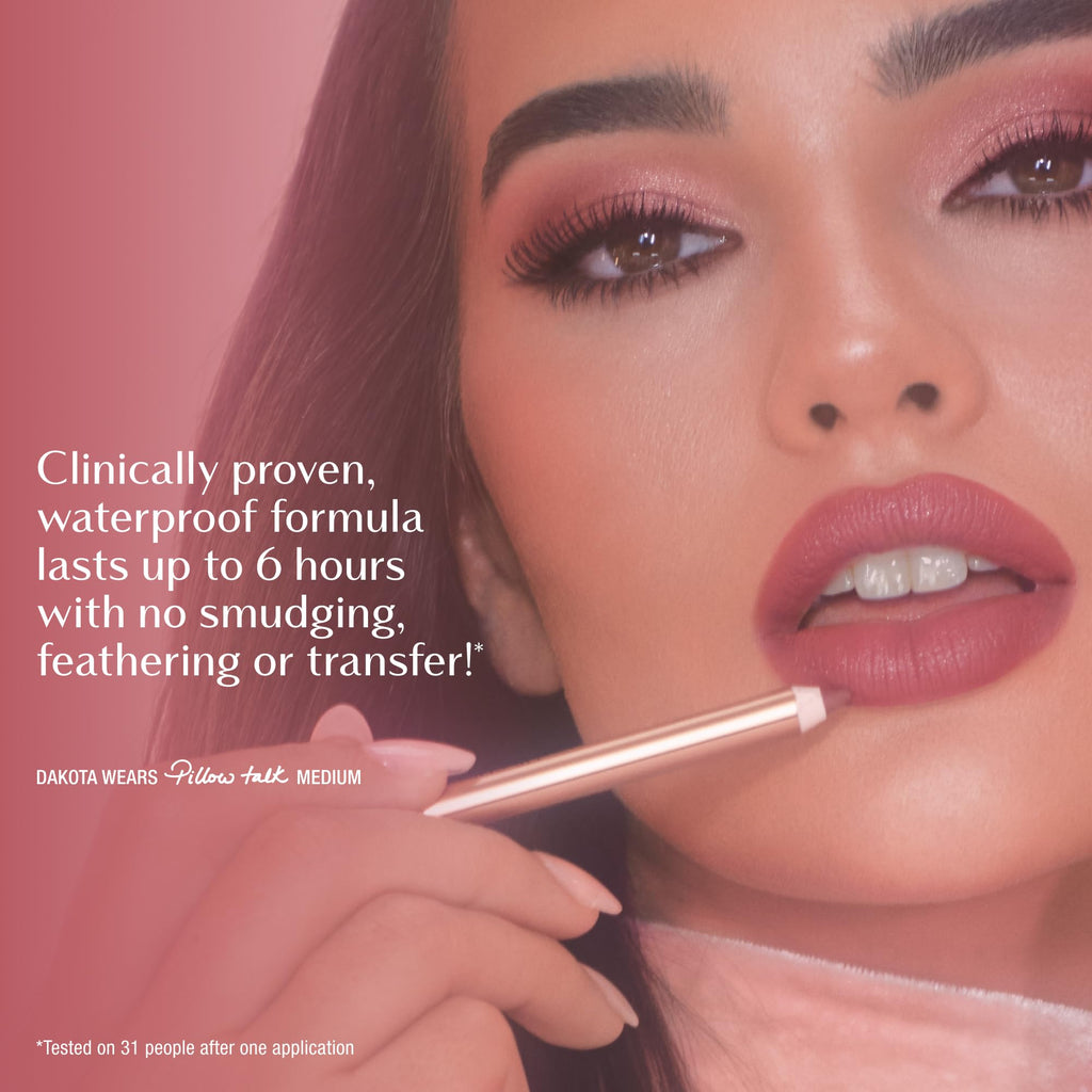 Charlotte Tilbury Lip Cheat Lip Liner Pencil - Creamy Fuller-Looking Lip Pencil with Jojoba Oil & Hyaluronic Acid - Waterproof, Smudge-Proof & Transfer-Proof - 6H Wear - Pillow Talk Medium