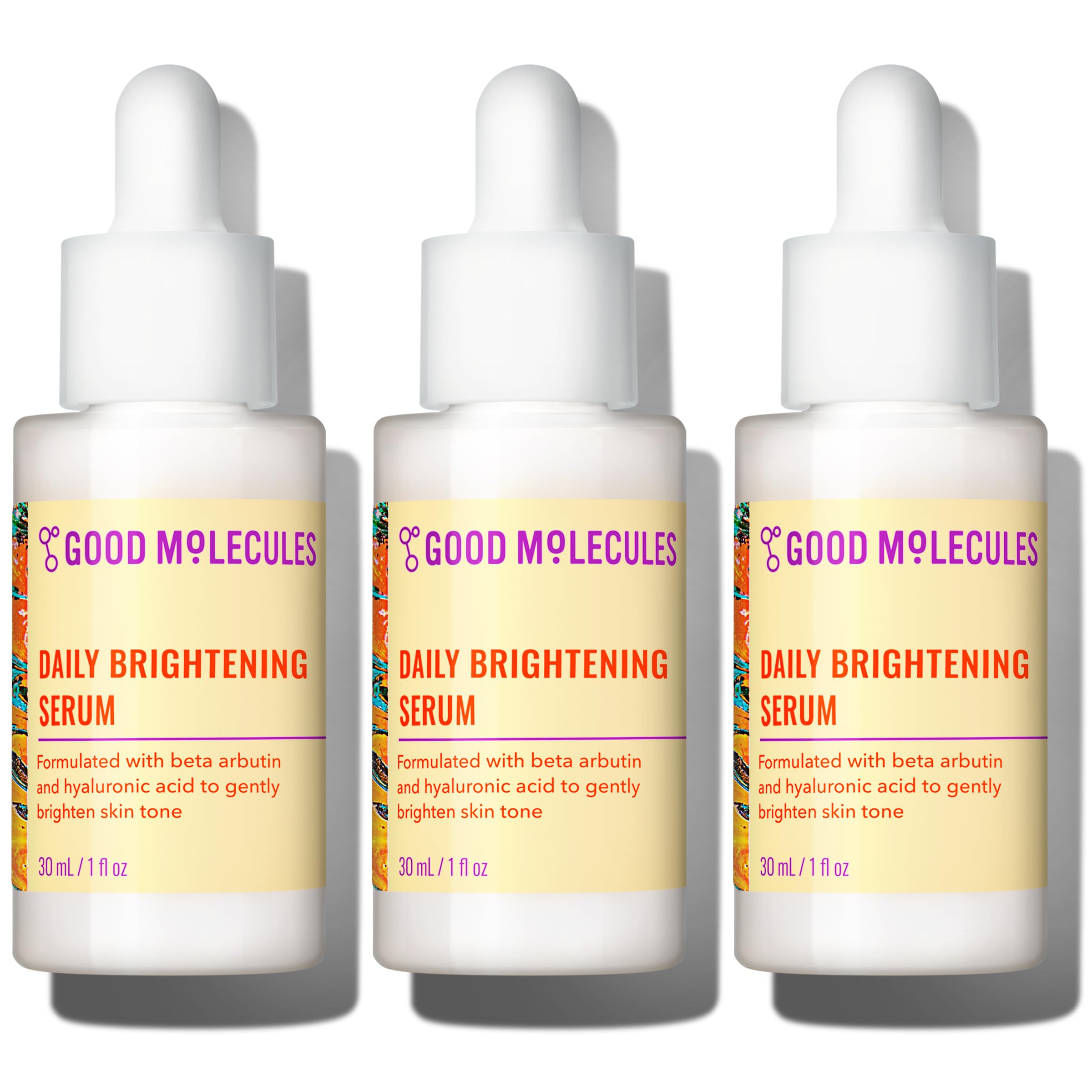 Good Molecules Daily Brightening Serum Pack 3 – 1 fl oz / 30 ml Each | Lightweight Brightening Serum with Beta Arbutin 3% & Hyaluronic Acid for Even-Looking Skin