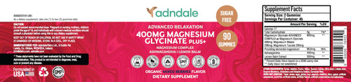 Adndale 90 CT Magnesium Glycinate 400 mg Gummies with Ashwagandha, Magnesium Malate & Taurate, Sugar Free Magnesium Gummies for Adults & Kids. AdndaleBuy Supplements Australia