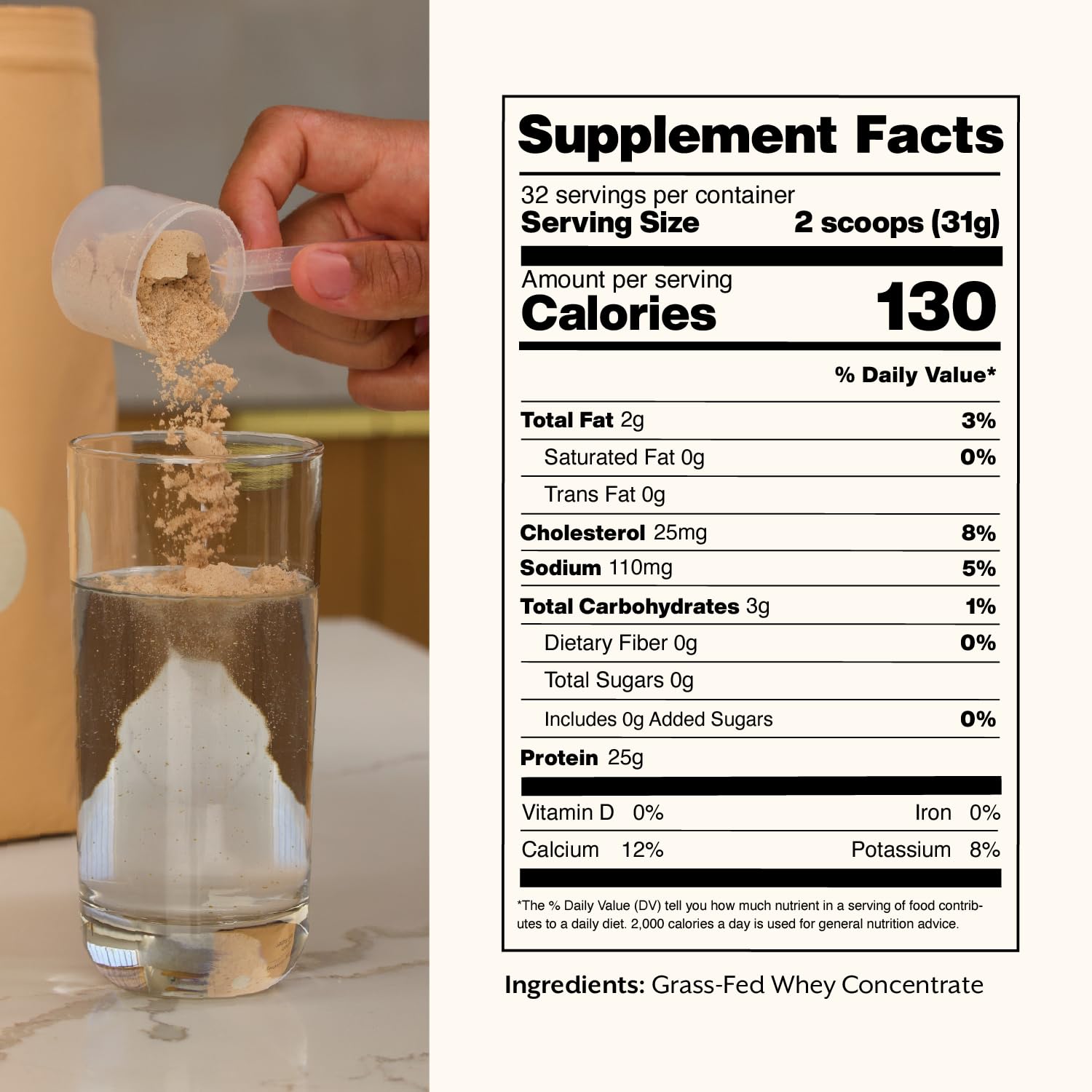 ProMix Nutrition Whey Protein Powder, Grass Fed, Unsweetened, Hormone Free - 25g Protein per Serving, Sugar Free,