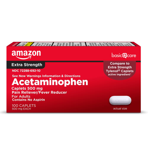 Amazon Basic Care Extra Strength Pain Relief, Acetaminophen Caplets, 500 mg, Pain Reliever/Fever Reducer, 100 Count Amazon Basic Care buy supplements Au