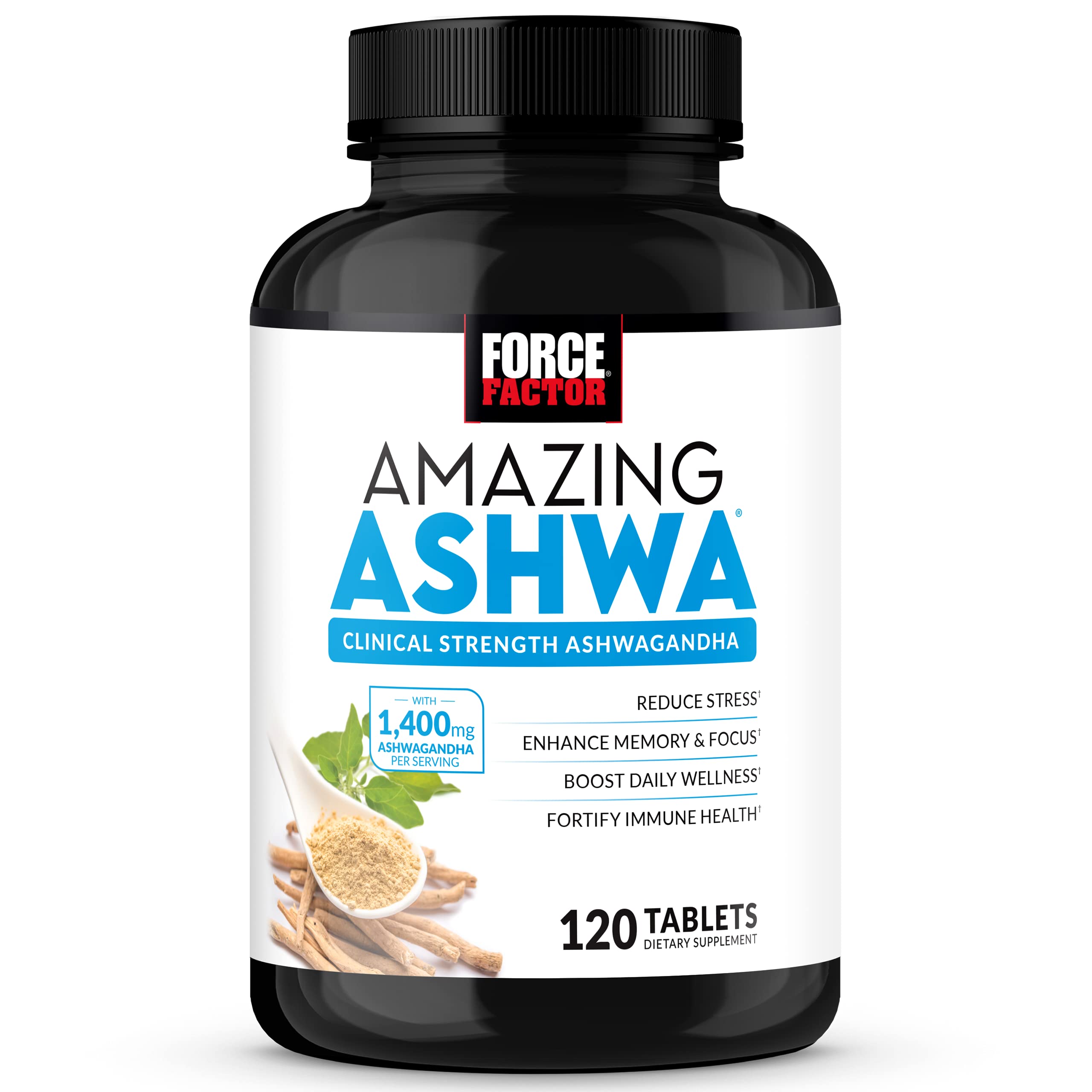 Force Factor Amazing Ashwa, KSM-66 Ashwagandha Supplement for Stress Relief, Focus, Memory, Immune Support, with Vitamins, Minerals & Antioxidants