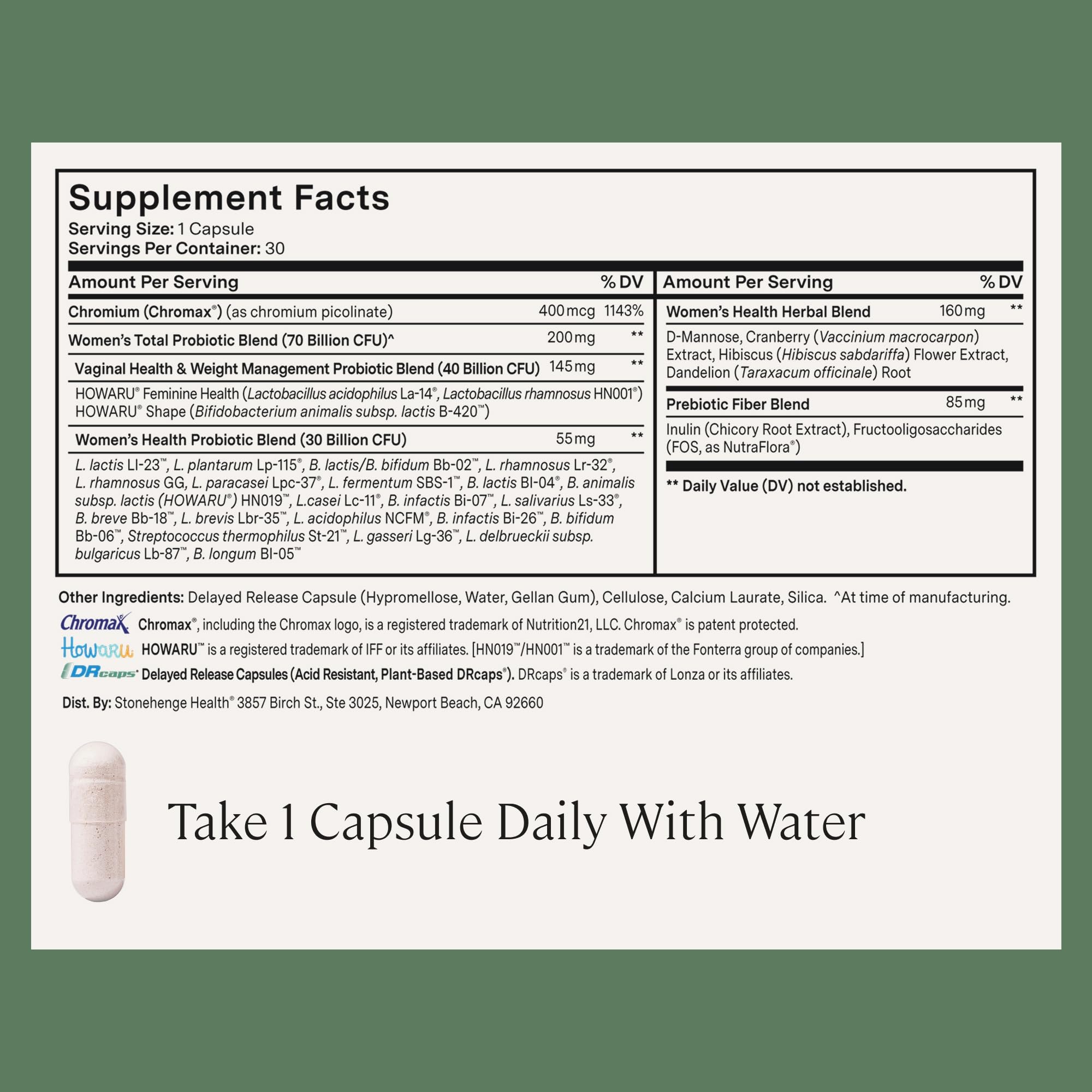 Stonehenge Health Biotics for Women Probiotic 70 Billion CFU, 24 Strains + Prebiotic Fiber, Weight Management, Focus & Mood, Digestive, Vaginal & Immune Support, Non-GMO, 30 Delayed-Release Veg Caps Stonehenge Health buy supplements Au