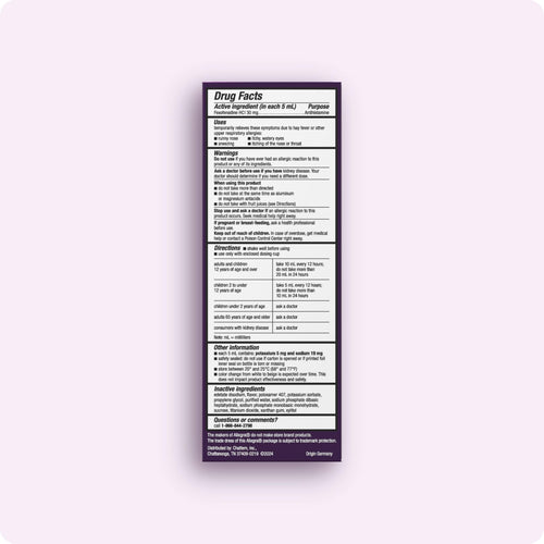 Allegra Children's 12-Hour Allergy Relief Liquid, Non-Drowsy Indoor and Outdoor Allergy Medicine, 30 mg Fexofenadine HCI Antihistamine for Kids, Berry Flavor, 8 oz Allegra buy supplements Au