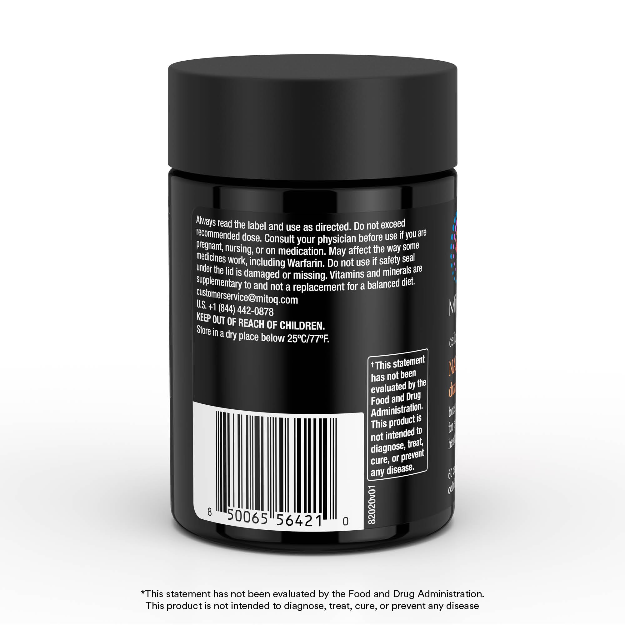 MitoQ NAD+ Dual Action Supplement - NAD+ Supplement with Nicotinamide Riboside (NR), Niacinamide, Resveratrol, & PQQ - Supports Cellular Energy, Focus
