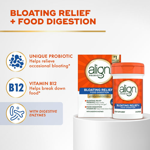Align Probiotic Bloating Relief + Food Digestion, Probiotics for Women and Men, #1 Doctor Recommended Brand‡, Promotes Digestive Health and Helps Support