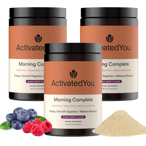 ACTIVATEDYOU Morning Complete Super Greens Powder Drink Mix - Gut Health Boost with Prebiotics, Probiotics, & Antioxidants - 10 Billion CFUs, Mixed Berry Flavor - Greens Superfood Powder - 3 Pack ACTIVATEDYOUBuy Supplements Australia