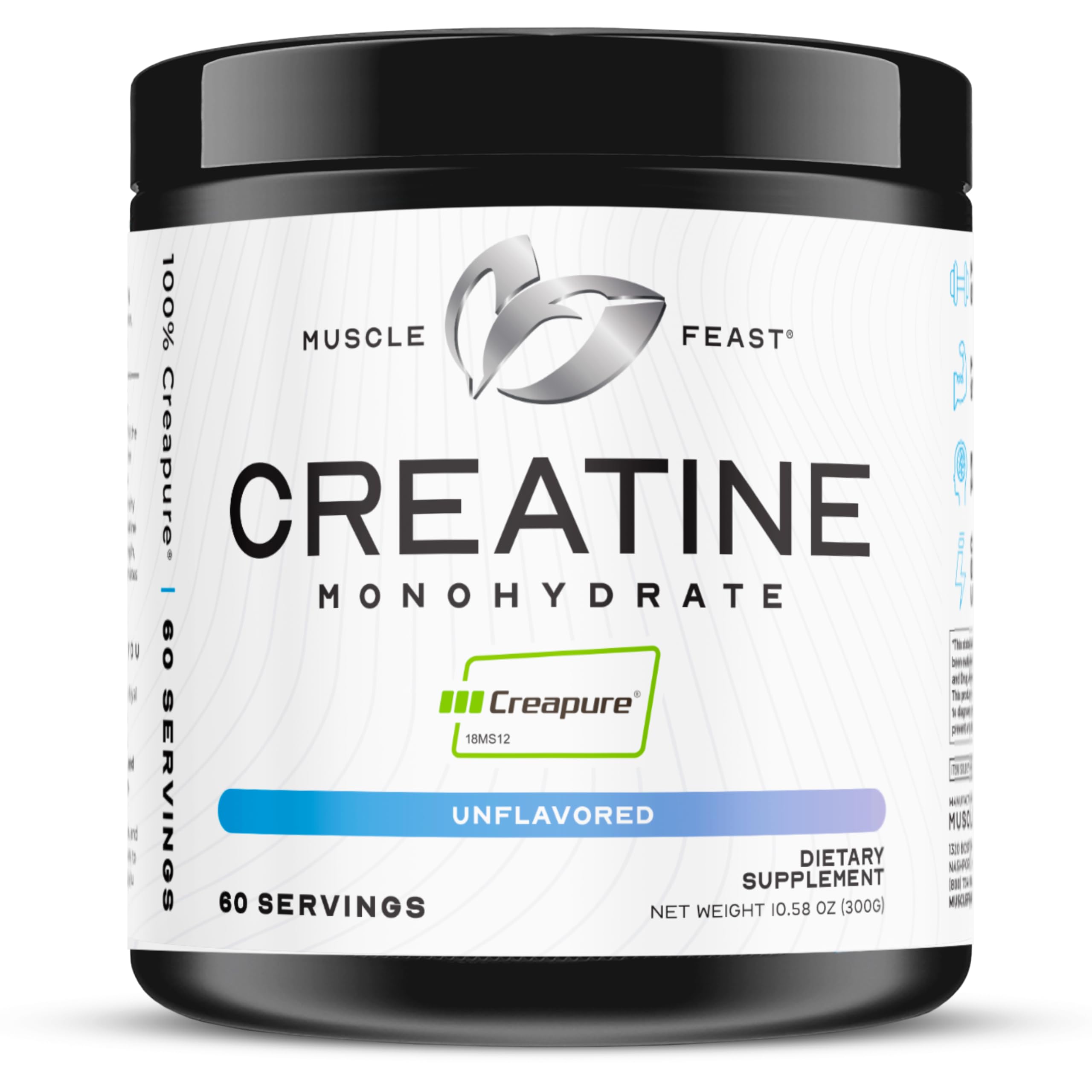 Muscle Feast Creapure Creatine Monohydrate Powder, Vegan Keto Friendly Gluten-Free, Mass Gainer, Muscle Recovery Supplement and Trusted Creatine for Muscle Growth, Creatine Powder, Unflavored, 300g Muscle Feast buy supplements Au
