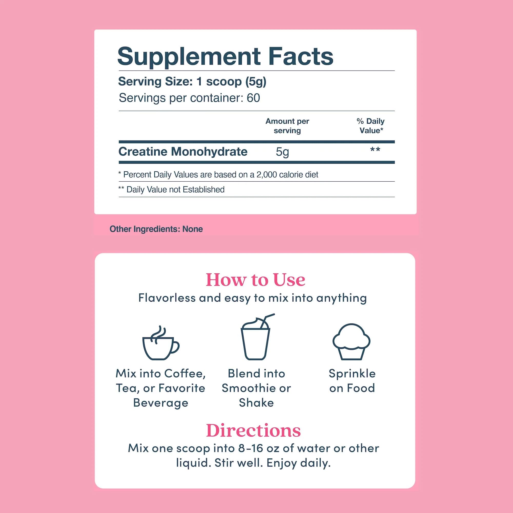 Further Food Unflavored Creatine Monohydrate Powder, 100% Pure, Micronized, Sugar-Free, Supports Strength, Energy and Muscle Recovery, 60 Servings, 10.6 Oz