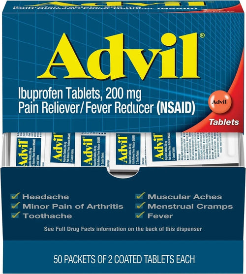 Advil Ibuprofen Tablets, 200 mg Pain Reliever/Fever Reducer (NSAID), 100 Tablets (50 Packets of 2 Tablets Each) AdvilBuy Supplements Australia