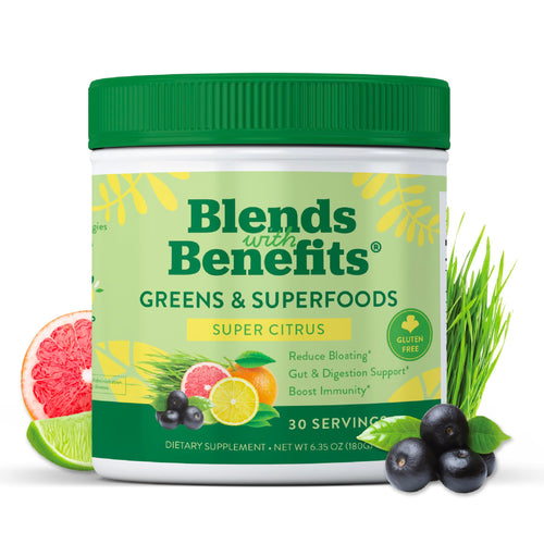 360 Nutrition Blends with Benefits Super Greens Powder w/Probiotics, Digestive Enzymes, Sugar & Gluten Free, Plant Based Superfood Drink Mix for Gut Health, Bloating, Immunity, Overall Health, 6.35 oz 360 NutritionBuy Supplements Australia