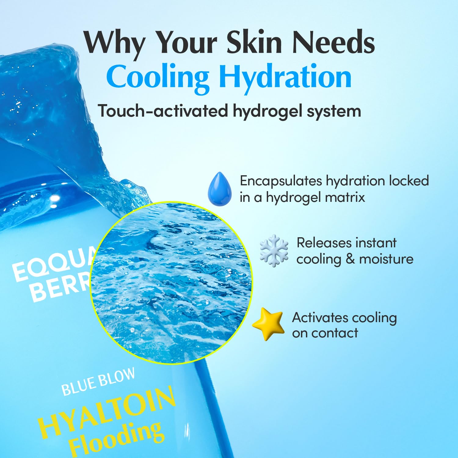 EQQUALBERRY Hyaltoin Flooding Toner | Moisture-Rich Hydrogel Toner for Deep Hydration | Cooling Essence Texture | Hyaluronic Acid & Ectoin
