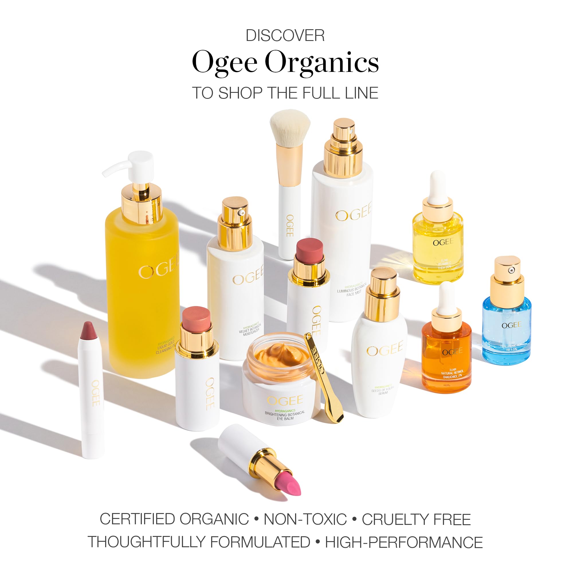 Ogee Face Stick Trio - Golden Contour Stick Makeup Collection - Certified Organic Bronzer, Blush Stick, and Highlighter Stick for a Flawless Look