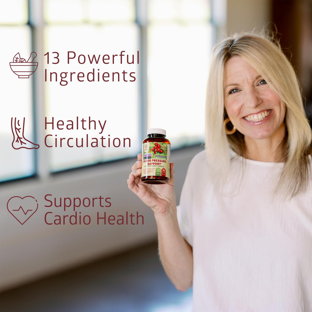 2-Pack N1N Premium Blood Pressure Support with Hawthorn and Hibiscus [13 Potent Ingredients], Natural Supplement to Support Blood Flow Health, 180 Caps