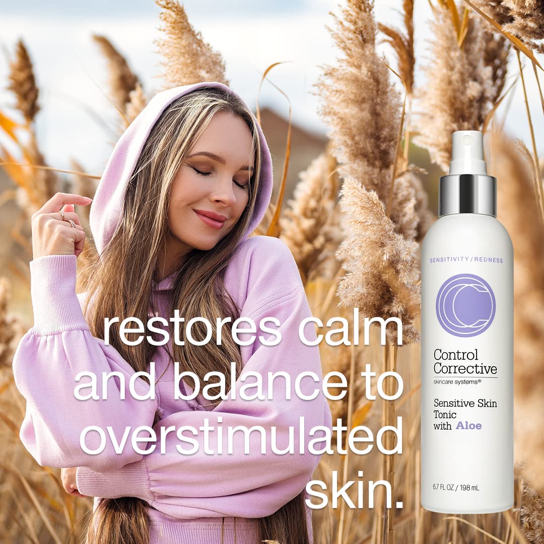 Control CORRECTIVESensitive Skin Tonic with Aloe, 6.7 Fl Oz - Calms Overstimulated Or Reddened Skin Types, Soothing & Sedating with Aloe Vera & Chamomile Extracts